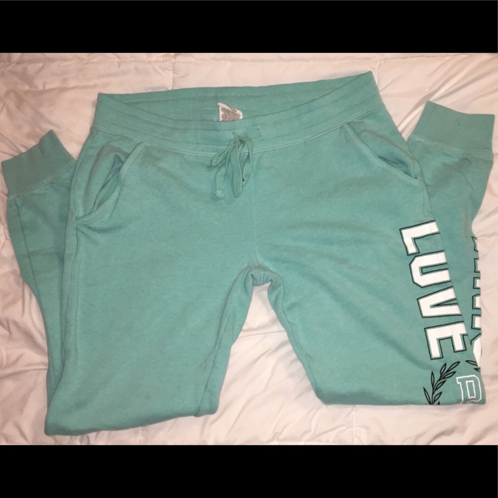 Teal Victoria Secret Pink Jogger Sweatpants